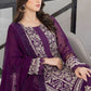 Ensembles Chiffon by Azure Embroidered Chiffon 4 Piece Unstitched Dress - ES028 Pansy Petals