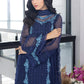 Ensembles Chiffon by Azure Embroidered Chiffon 4 Piece Unstitched Dress - ES030 Frisky Waves