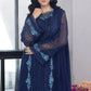 Ensembles Chiffon by Azure Embroidered Chiffon 4 Piece Unstitched Dress - ES030 Frisky Waves