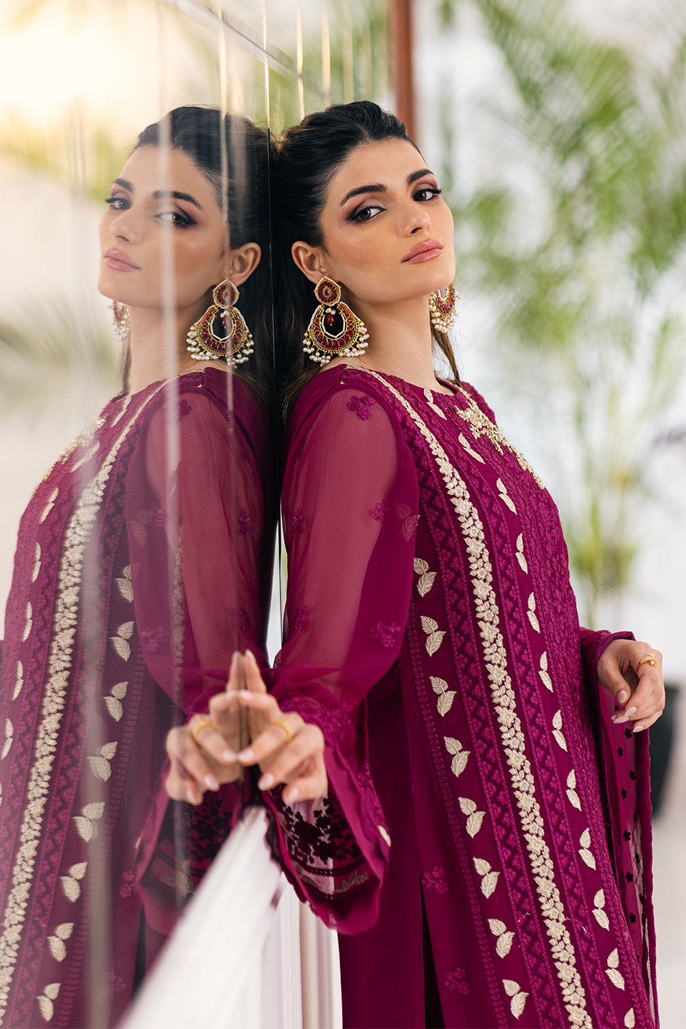 Ensembles By Azure Embroidered Chiffon Suits Unstitched 4 Piece VRES037 - Glooming Diva