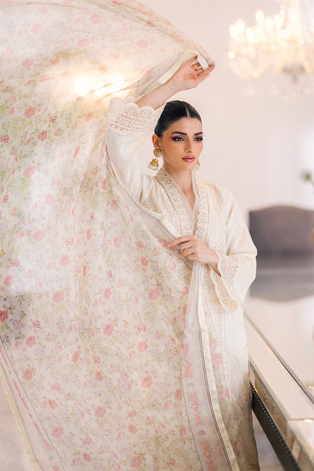 Ensembles By Azure Embroidered Organza Suits Unstitched 4 Piece VRES038 - Heaven Bliss