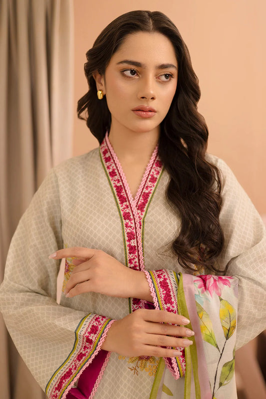 Zellbury 2pc Embroidered Lawn Shirt Dupatta - WUS25E20239