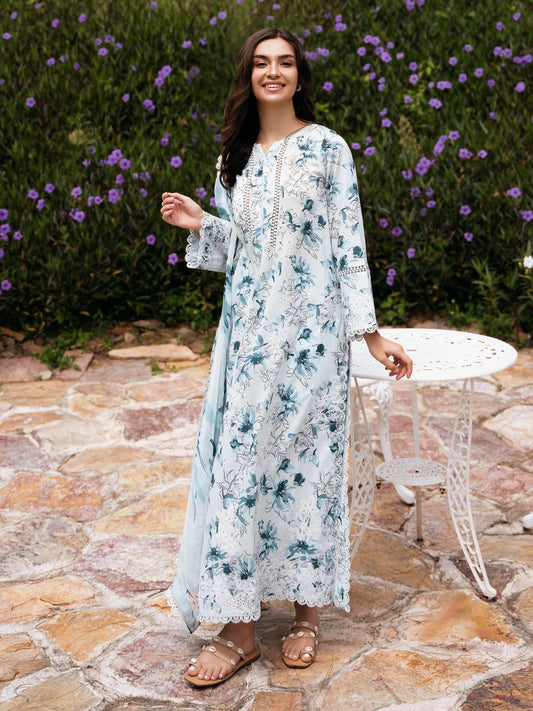 Secret Garden by Izel Embroidered Lawn 3pc Unstitched Dress - GLC-2427 BlueBell