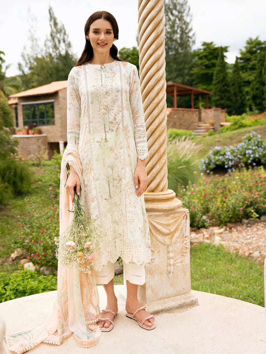 Secret Garden by Izel Embroidered Lawn 3pc Unstitched Dress - GLC-2429 Snowdrop