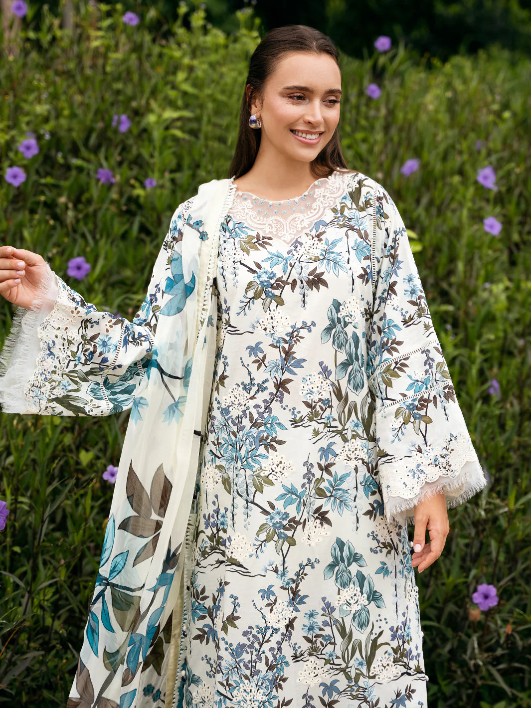Secret Garden by Izel Embroidered Lawn 3pc Unstitched Dress - GLC-2430 Pansy