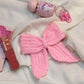 Crochet Hair Bow- Baby Pink