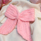 Crochet Hair Bow- Baby Pink