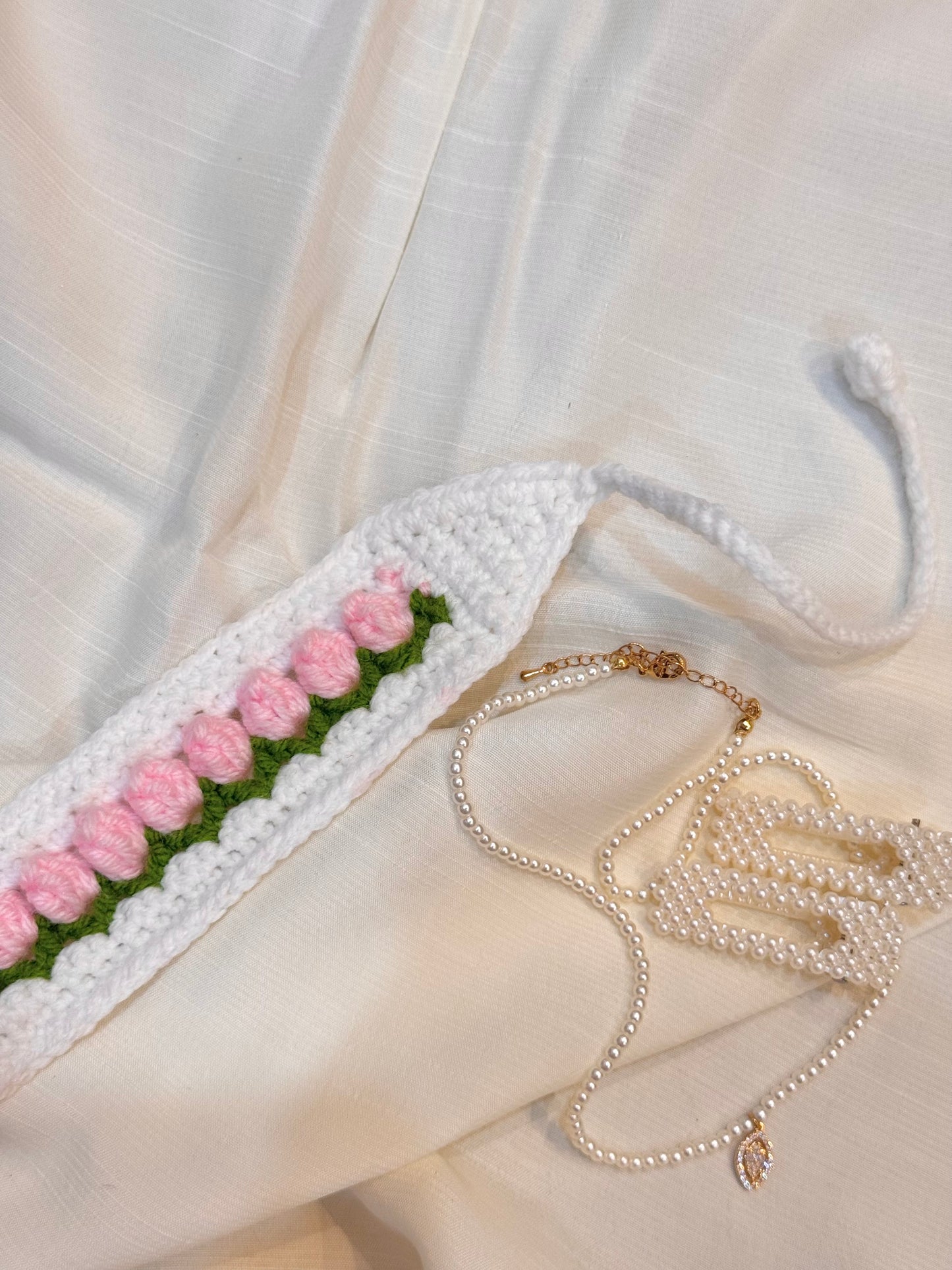 Crochet Tulip Headband- Pink Tulip