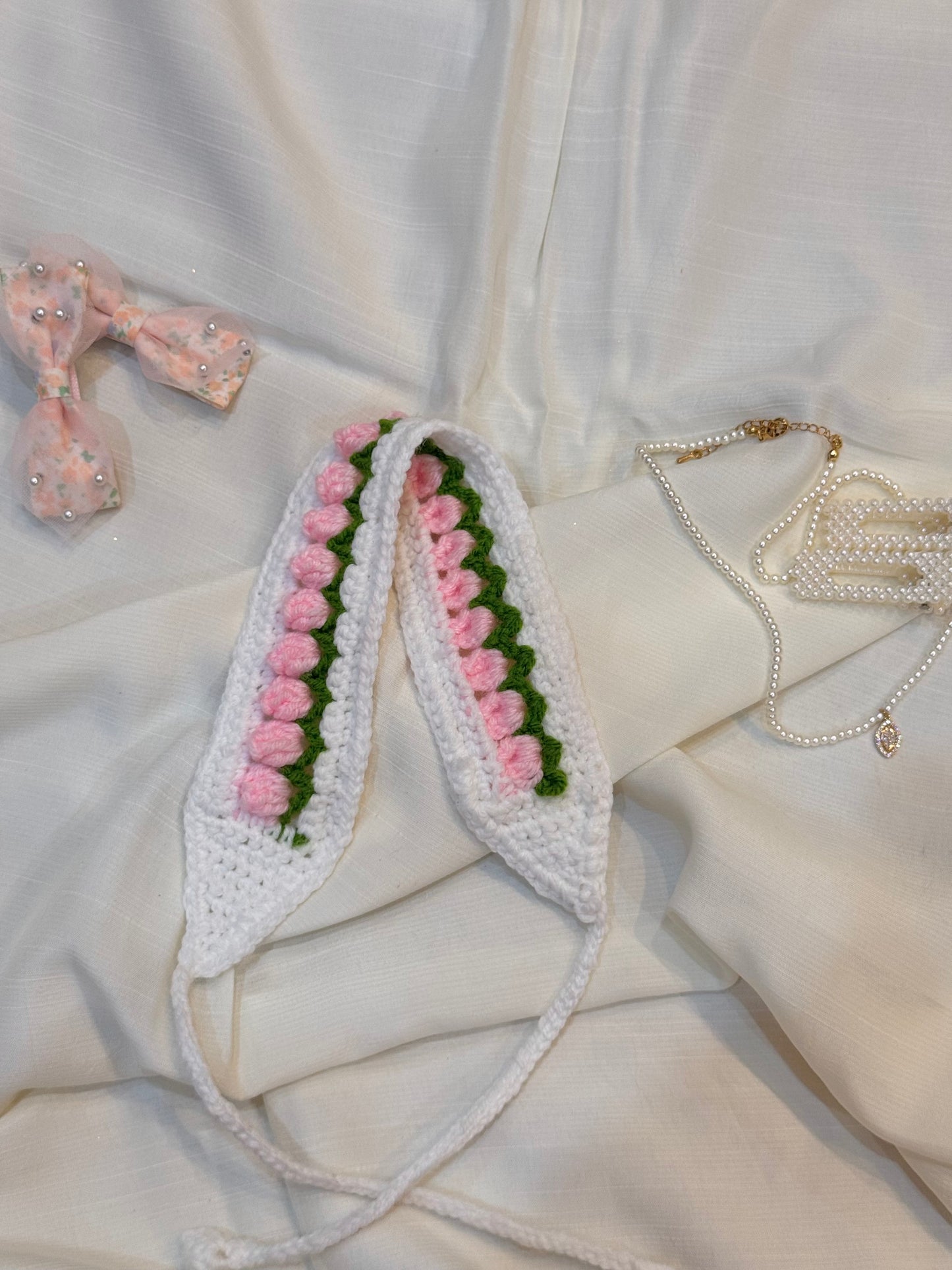 Crochet Tulip Headband- Pink Tulip