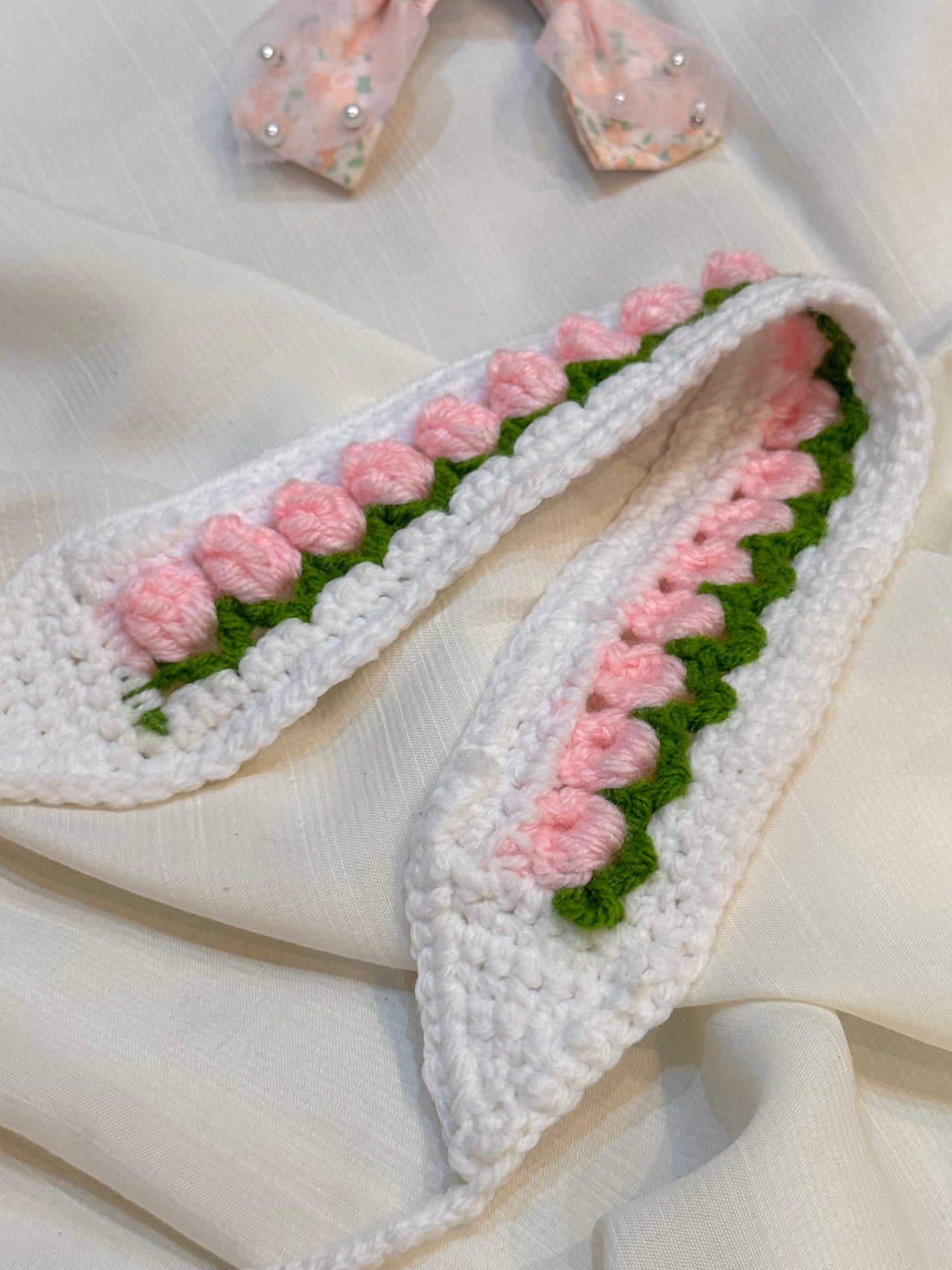 Crochet Tulip Headband- Pink Tulip