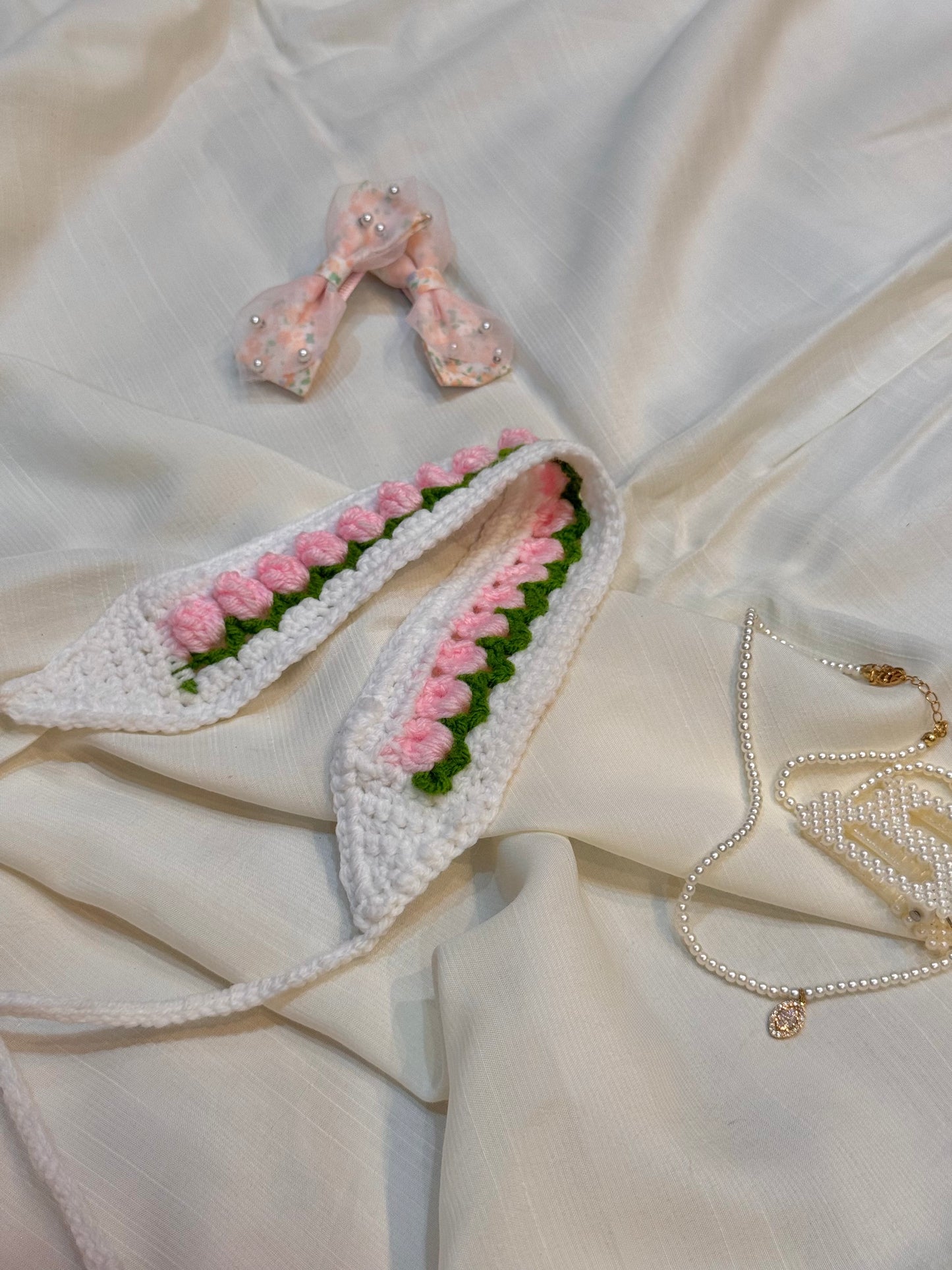 Crochet Tulip Headband- Pink Tulip