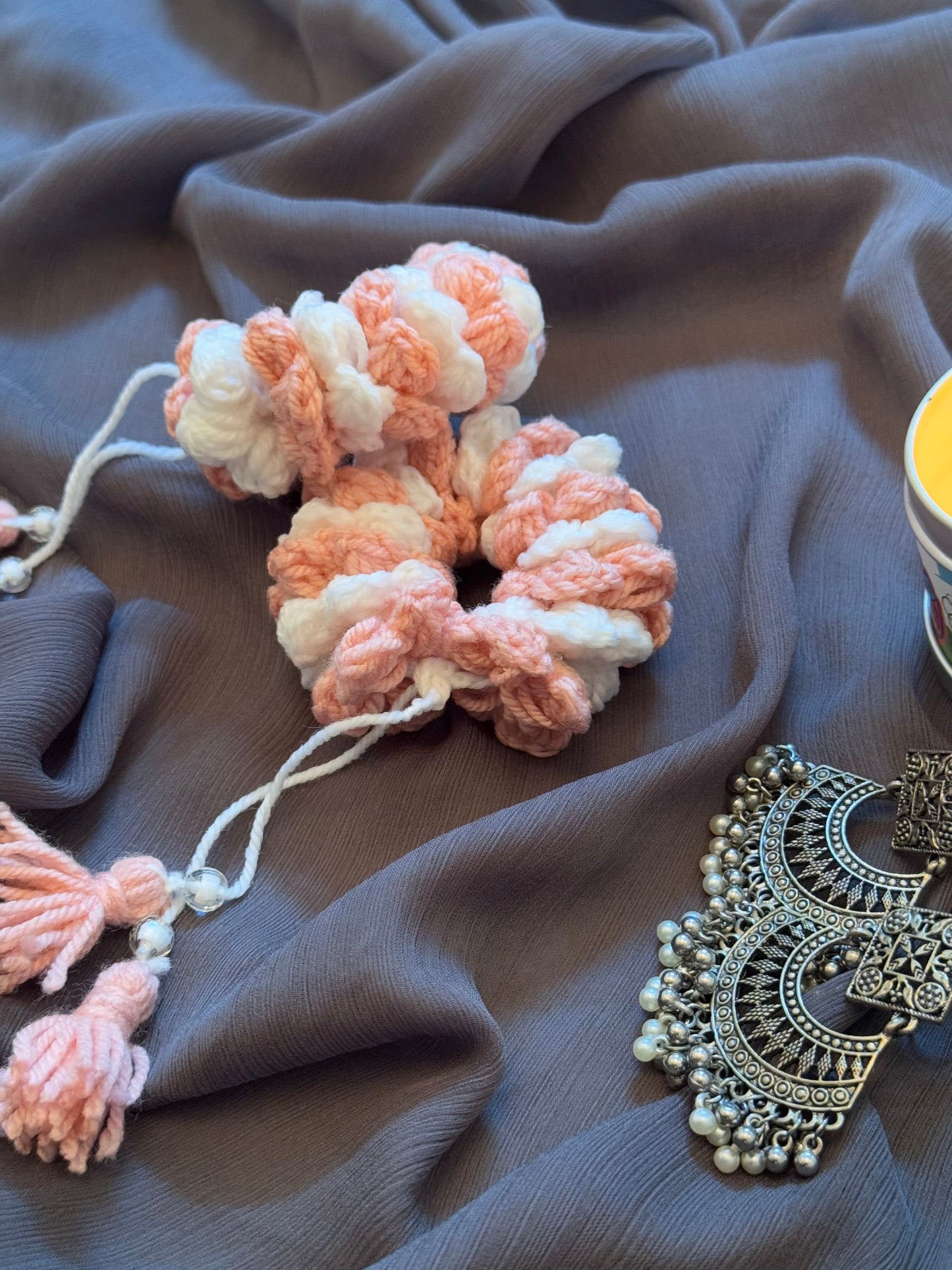 Crochet Jasmine Gajra- Pink & White