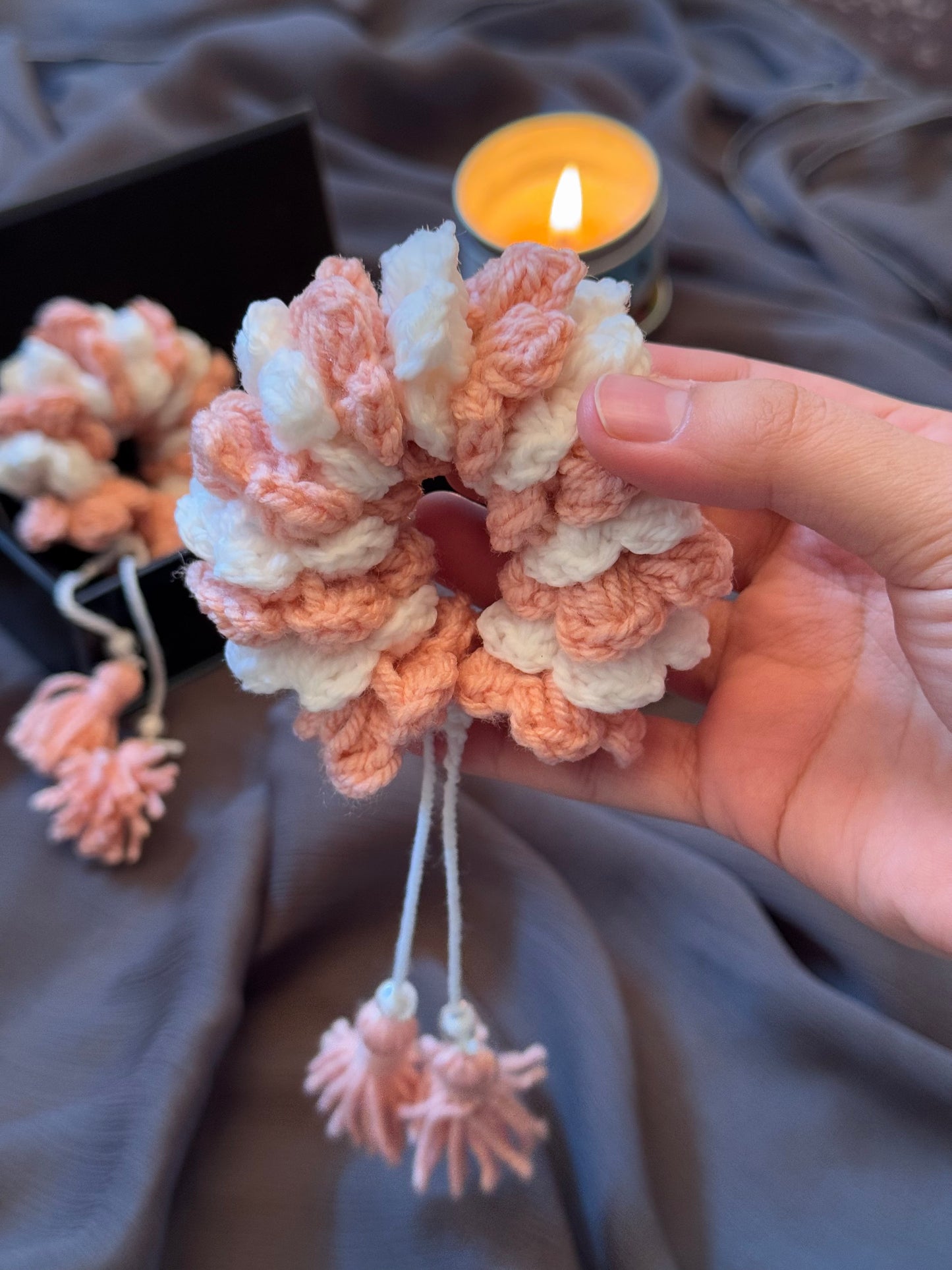 Crochet Jasmine Gajra- Pink & White