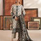 Mausummery Printed Linen 3 Piece Unstitched Dress - MPL-Onyx