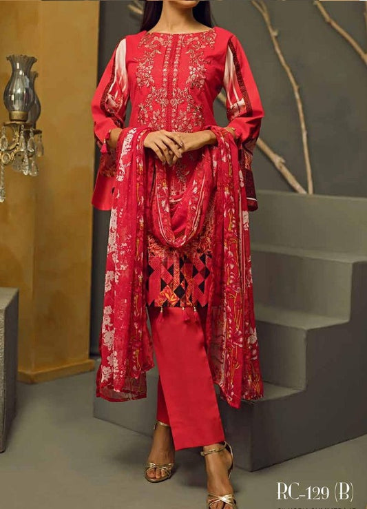 Salitex Silkoria Embroidered Lawn Unstitched 3 Piece Suit - RC-129B