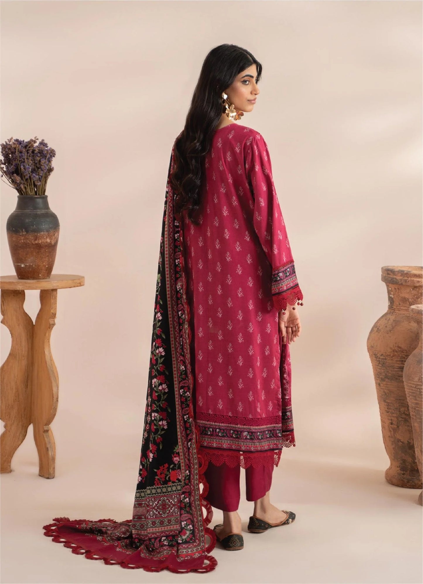 Mausummery Printed Linen 3 Piece Unstitched Dress - MPL-Ruby