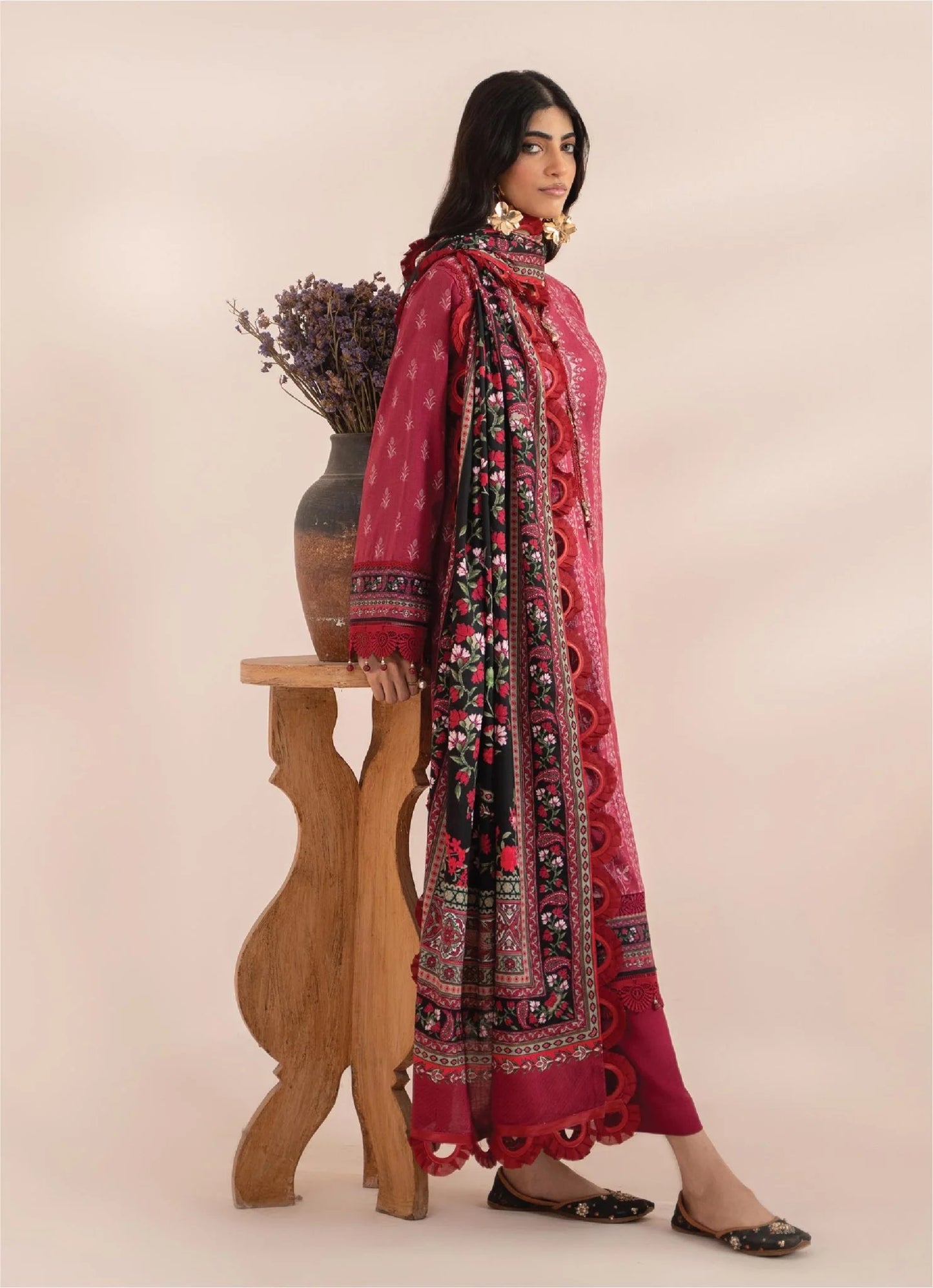 Mausummery Printed Linen 3 Piece Unstitched Dress - MPL-Ruby