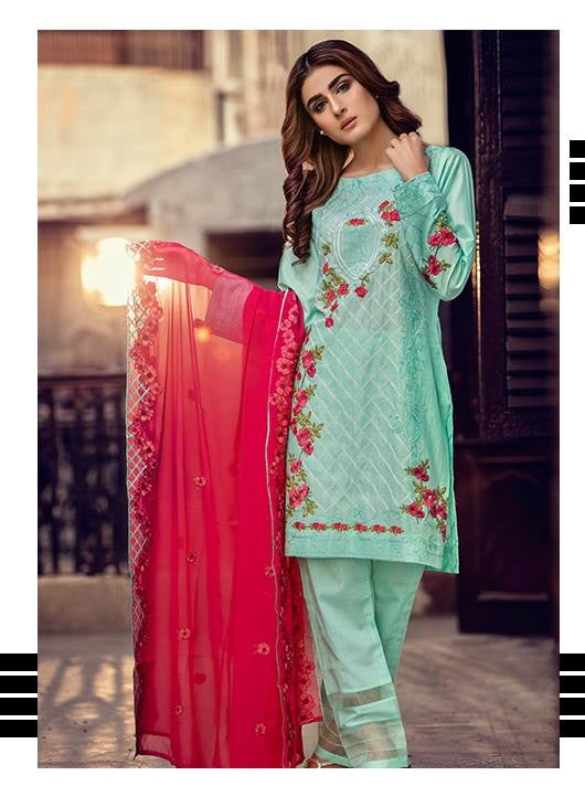 Salitex Embroidered Slub Lawn Unstitched 3 Piece Suit - RC 116