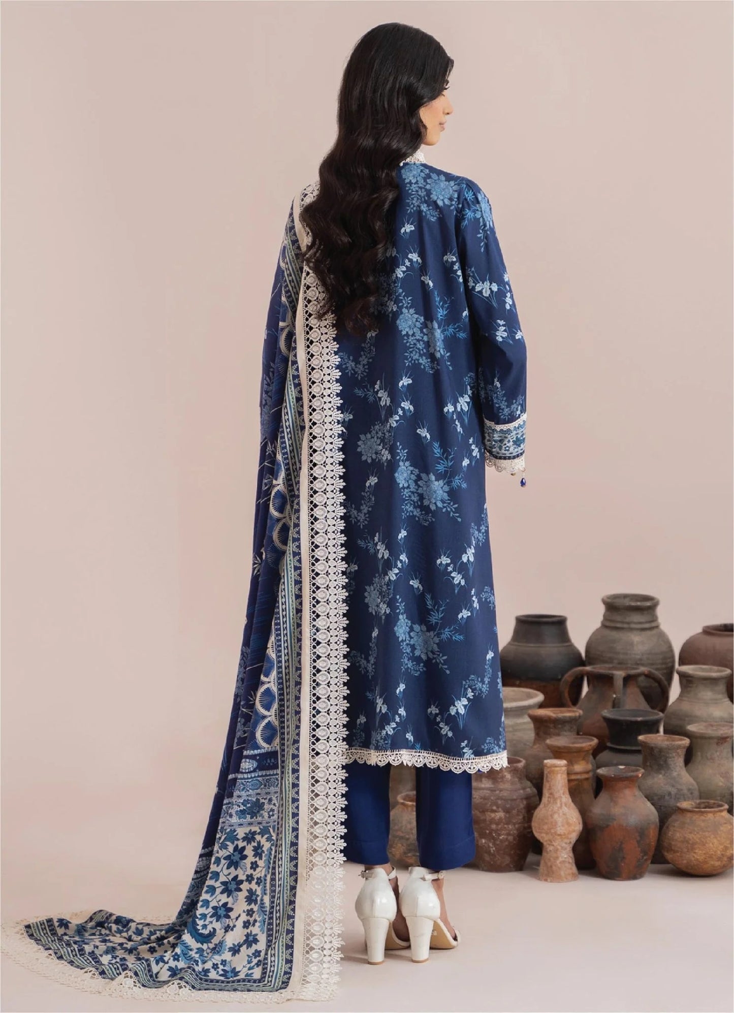 Mausummery Printed Linen 3 Piece Unstitched Dress - MPL-Sapphire