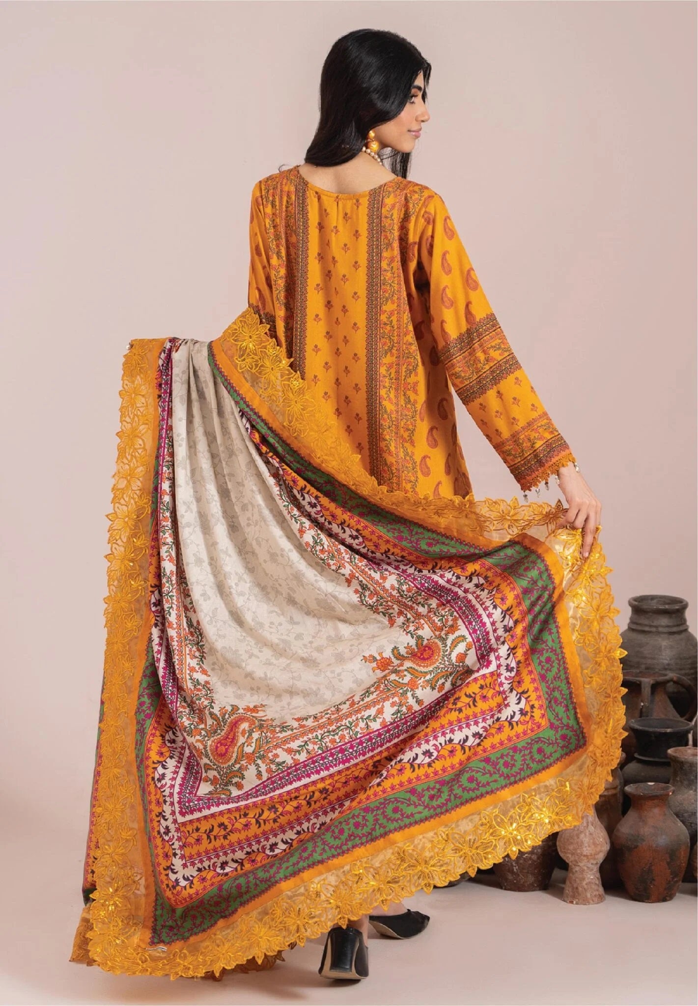 Mausummery Printed Linen 3 Piece Unstitched Dress - MPL-Topaz