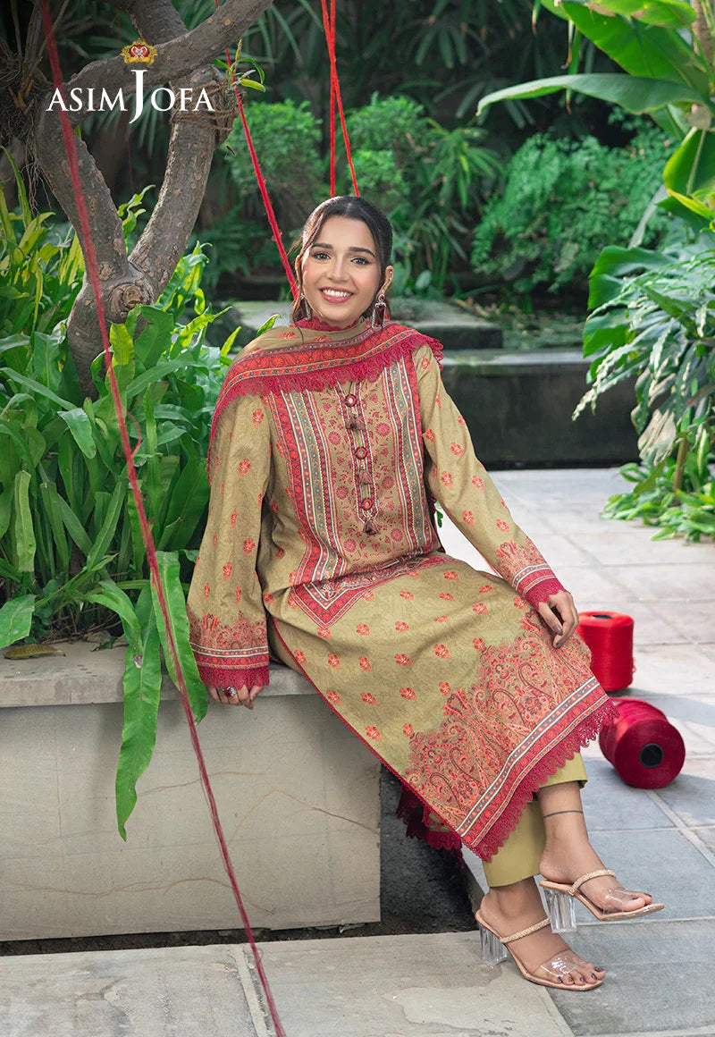 Asim Jofa Essential Printed Lawn 3 Piece Unstitched Dress - AJUUB-28 Summer Collection