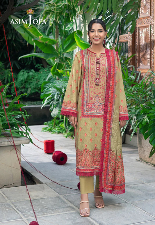 Asim Jofa Essential Printed Lawn 3 Piece Unstitched Dress - AJUUB-28 Summer Collection