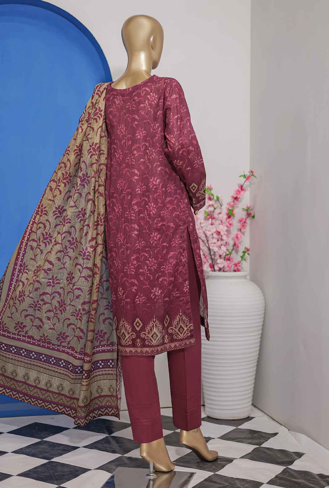 HZ Vital Digital Printed Lawn Unstitched 3 Piece Dress - VP-100