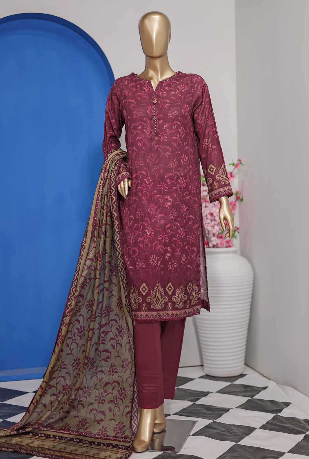 HZ Vital Digital Printed Lawn Unstitched 3 Piece Dress - VP-100