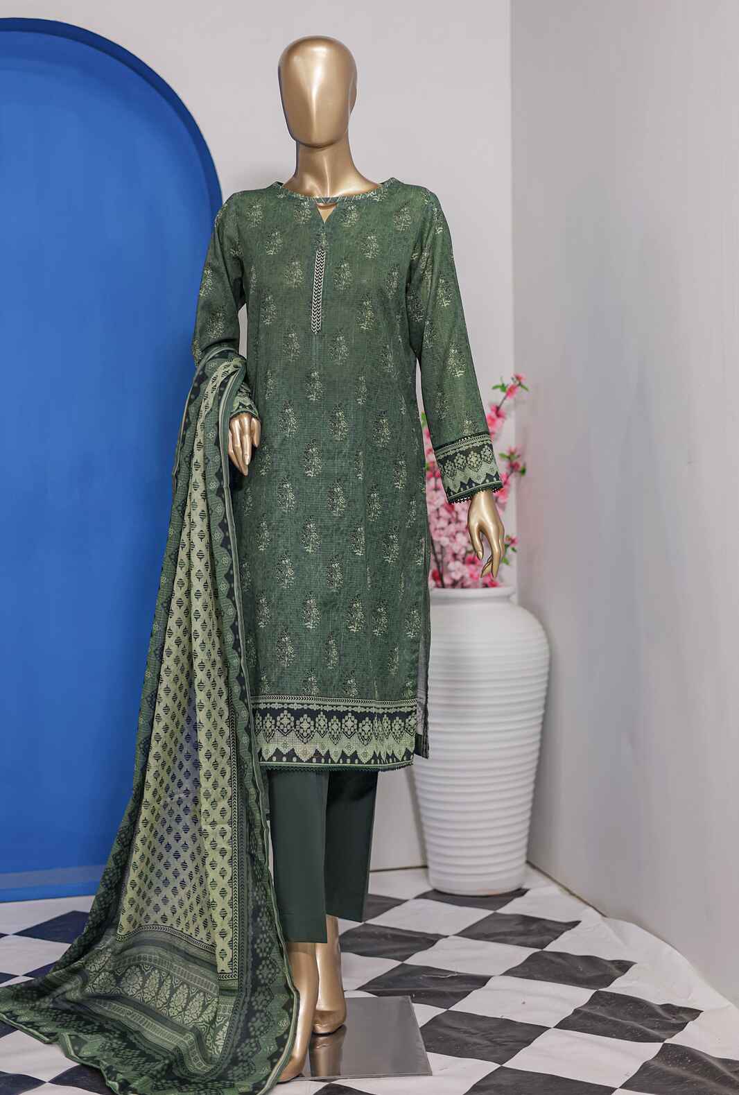 HZ Vital Digital Printed Lawn Unstitched 3 Piece Dress - VP-101