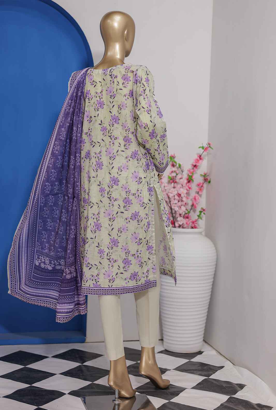 HZ Vital Digital Printed Lawn Unstitched 3 Piece Dress - VP-102