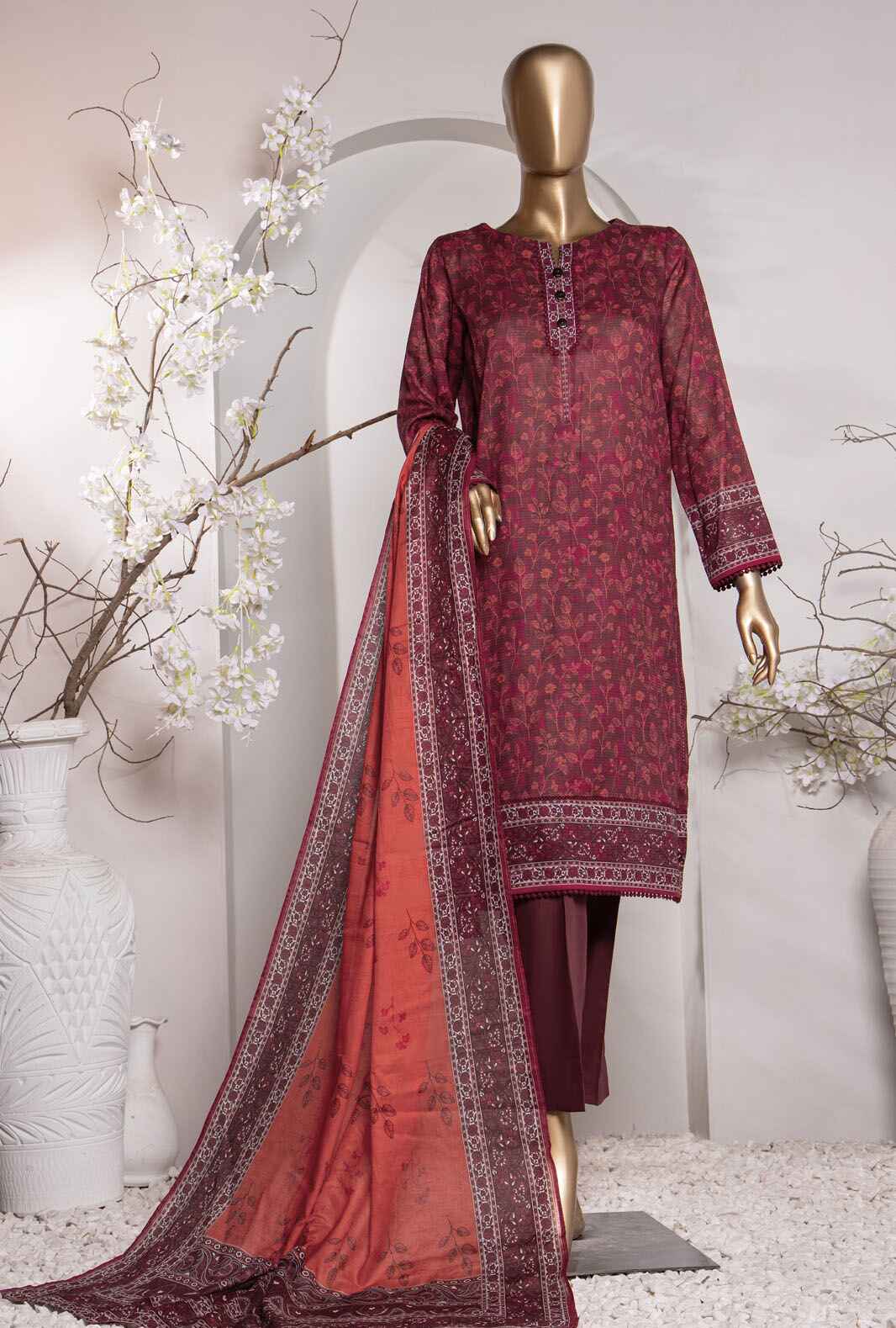 Vital by HZ Textile Printed Lawn 3 piece Unstitched Dress - VP-152