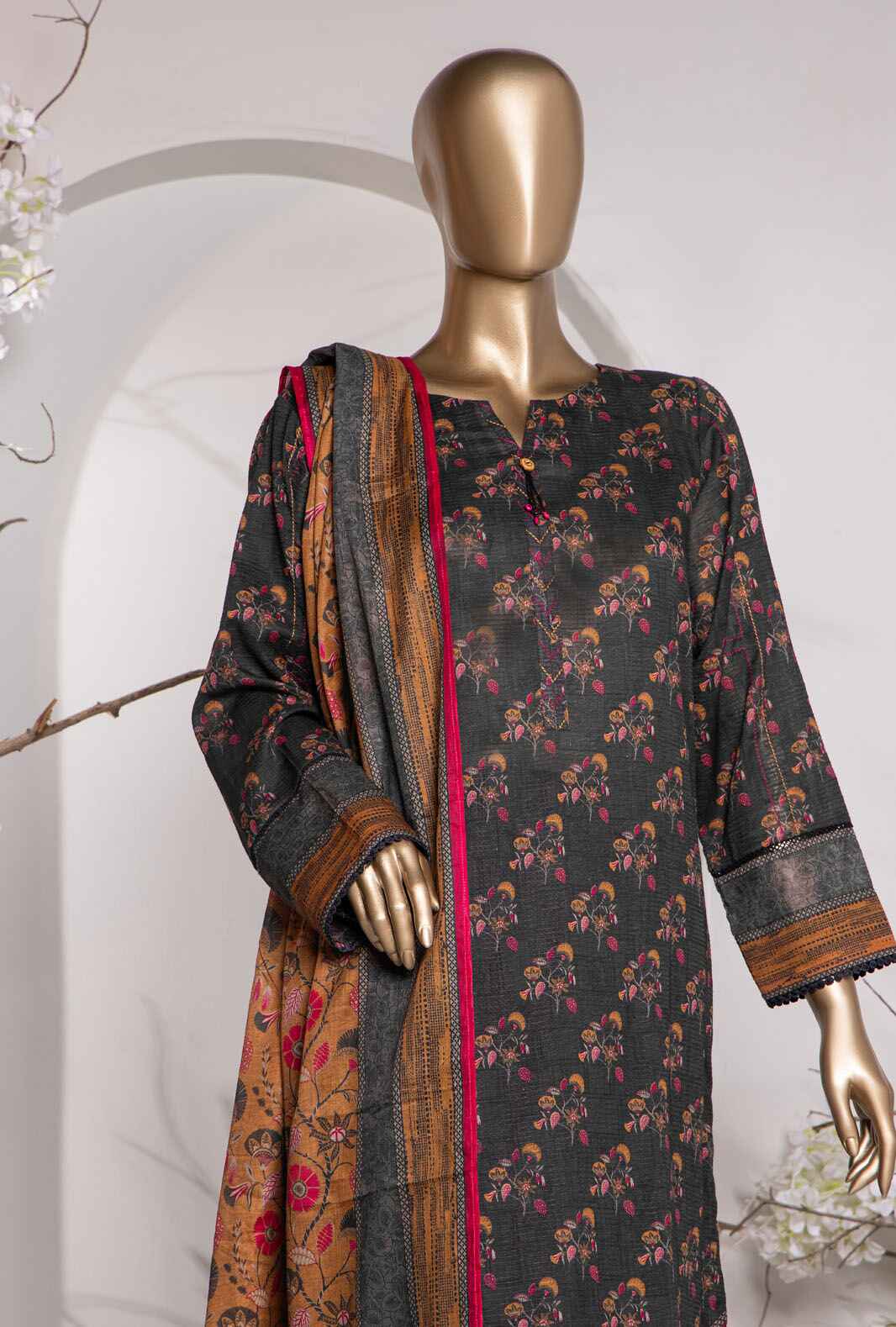 Vital by HZ Textile Printed Lawn 3 piece Unstitched Dress - VP-156