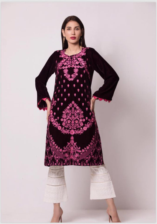 Panache by Regalia Embroidered Velvet Shirt/Kurti 1 pc Unstitched - ZS 05
