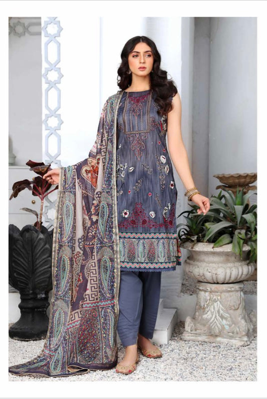 Mahajal by Gull Jee Embroidered Lawn 3 Piece Unstitched Dress - MHJ210A3