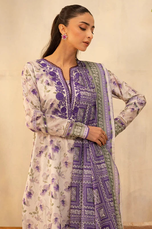 Zellbury 2pc Embroidered Lawn Shirt Dupatta - WUS25E20022