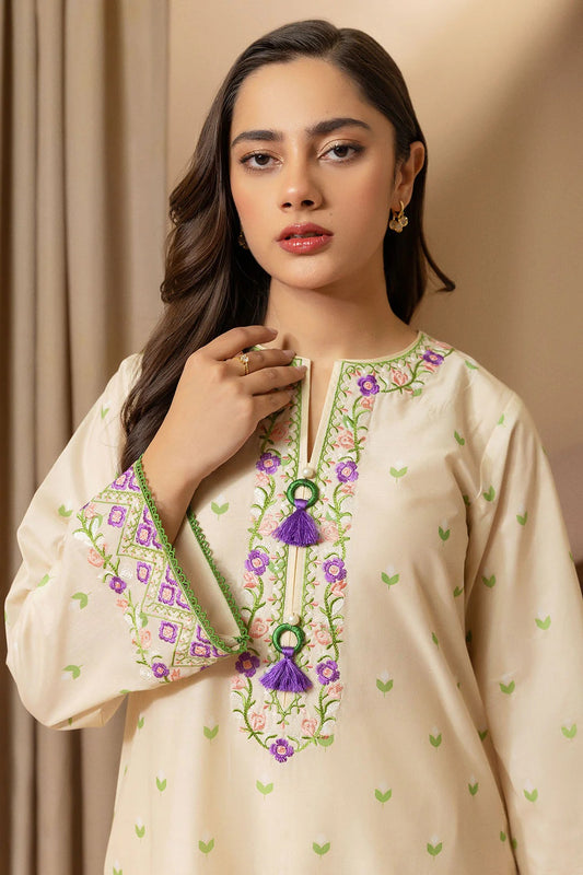 Zellbury 2pc Embroidered Lawn Shirt Dupatta - WUS25E20105