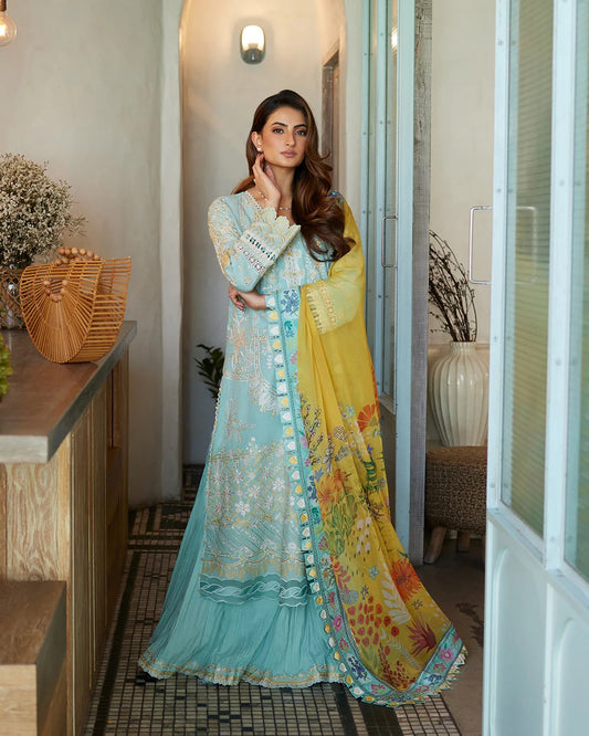 Liliana by Faiza Saqlain Embroidered Lawn 3 Piece Unstitched Dress - Galina