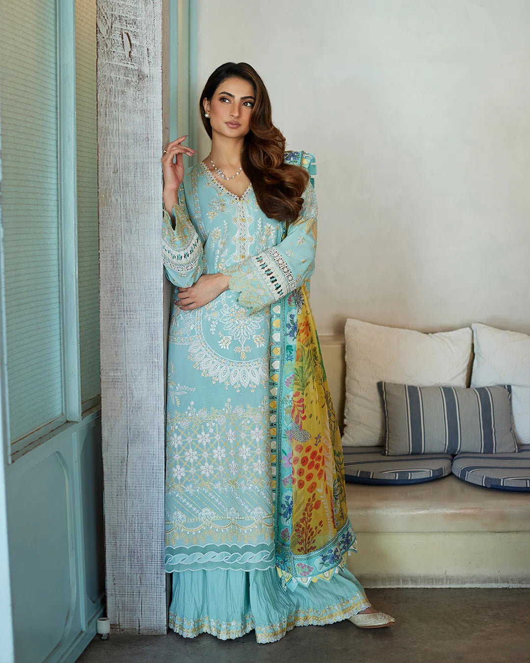 Liliana by Faiza Saqlain Embroidered Lawn 3 Piece Unstitched Dress - Galina
