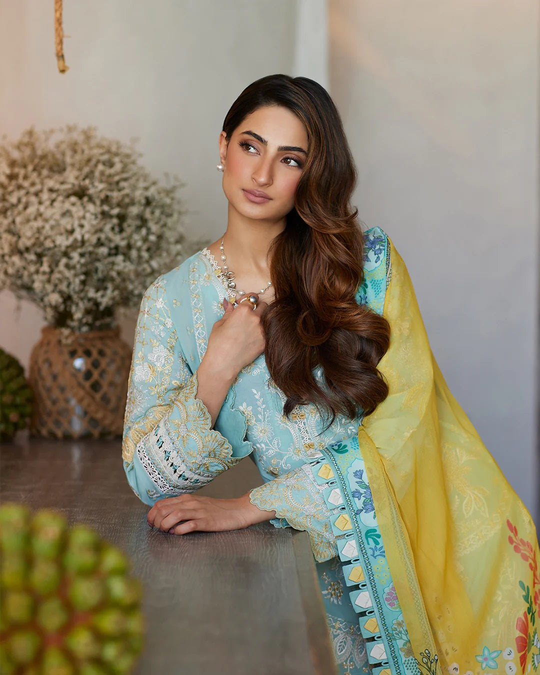 Liliana by Faiza Saqlain Embroidered Lawn 3 Piece Unstitched Dress - Galina