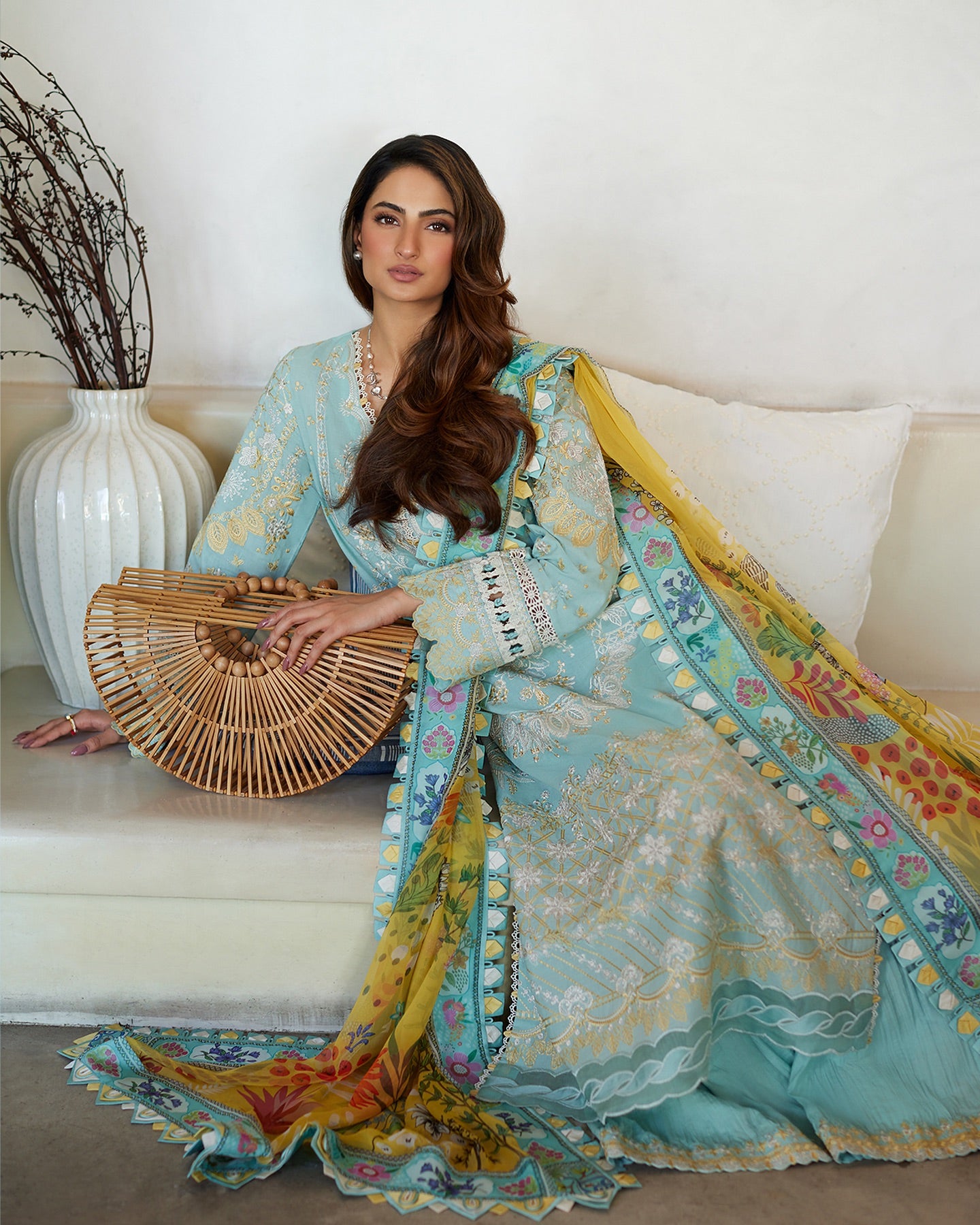 Liliana by Faiza Saqlain Embroidered Lawn 3 Piece Unstitched Dress - Galina