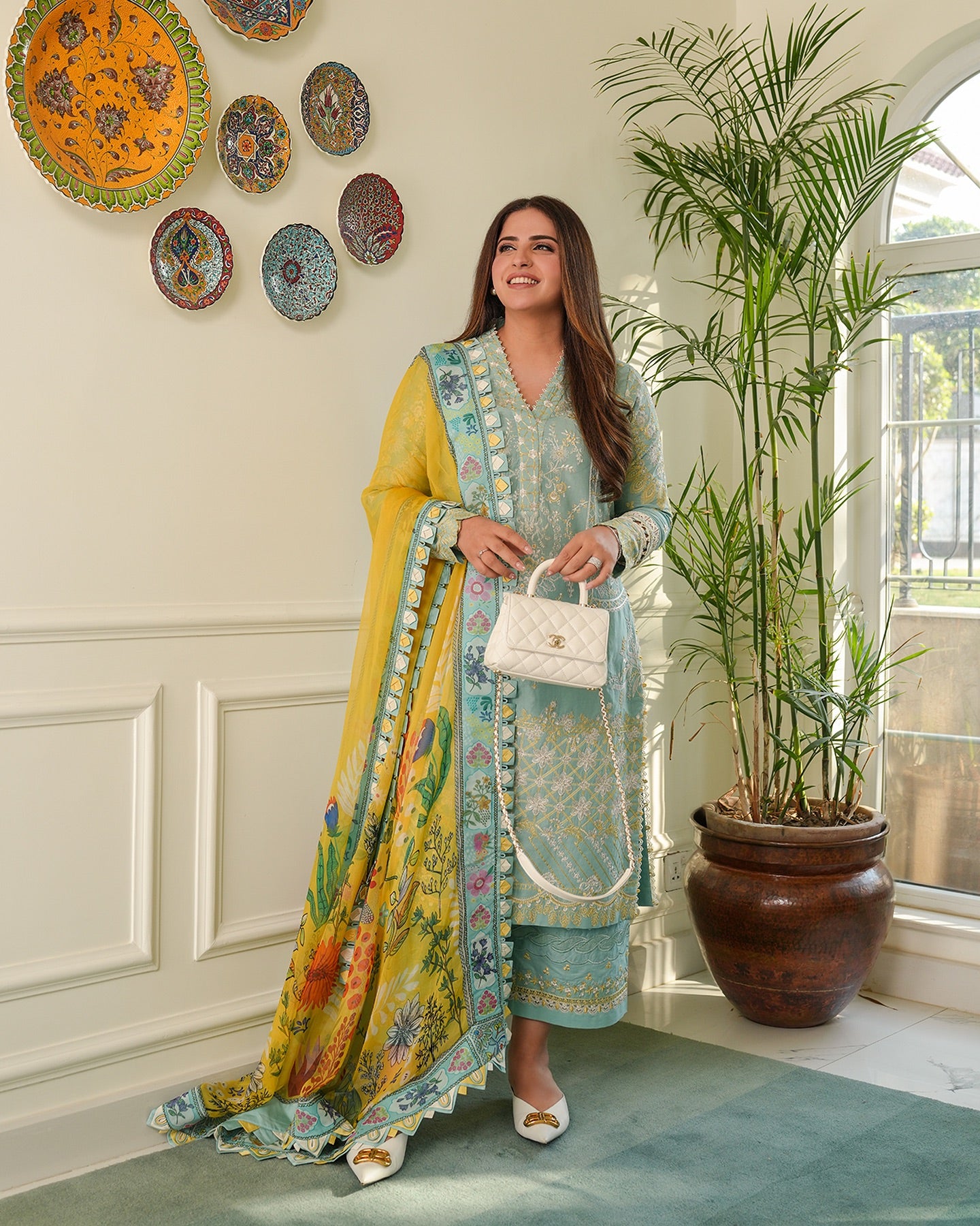 Liliana by Faiza Saqlain Embroidered Lawn 3 Piece Unstitched Dress - Galina