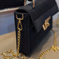 Crocheted T-Shirt Yarn Hand Bag - Black