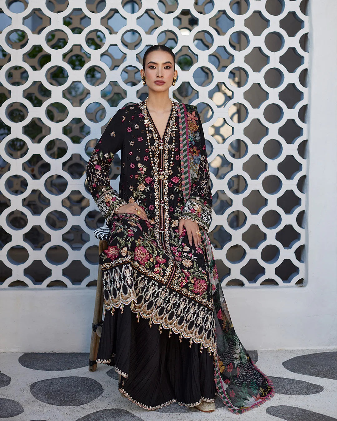 Liliana by Faiza Saqlain Embroidered Lawn 3 Piece Unstitched Dress - Merle