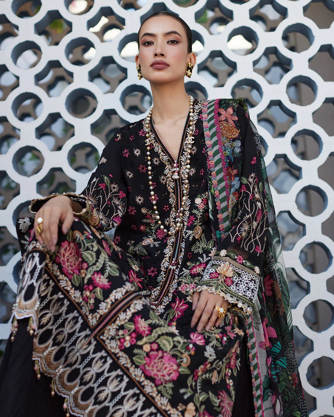 Liliana by Faiza Saqlain Embroidered Lawn 3 Piece Unstitched Dress - Merle