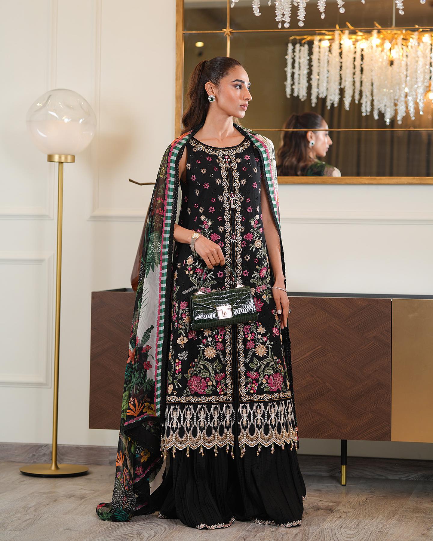 Liliana by Faiza Saqlain Embroidered Lawn 3 Piece Unstitched Dress - Merle