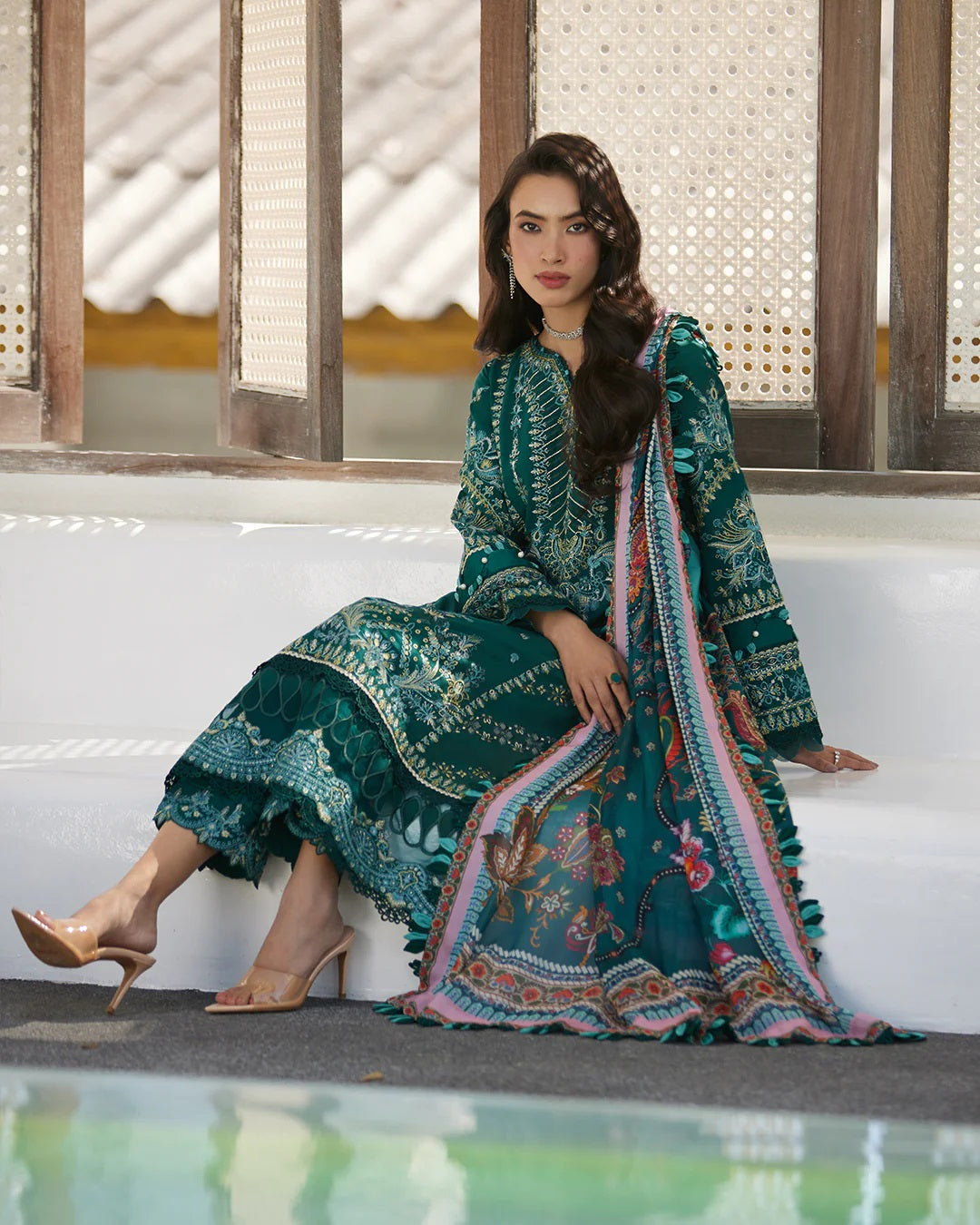 Liliana by Faiza Saqlain Embroidered Lawn 3 Piece Unstitched Dress - Milena