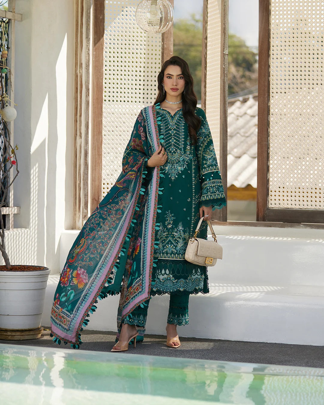 Liliana by Faiza Saqlain Embroidered Lawn 3 Piece Unstitched Dress - Milena