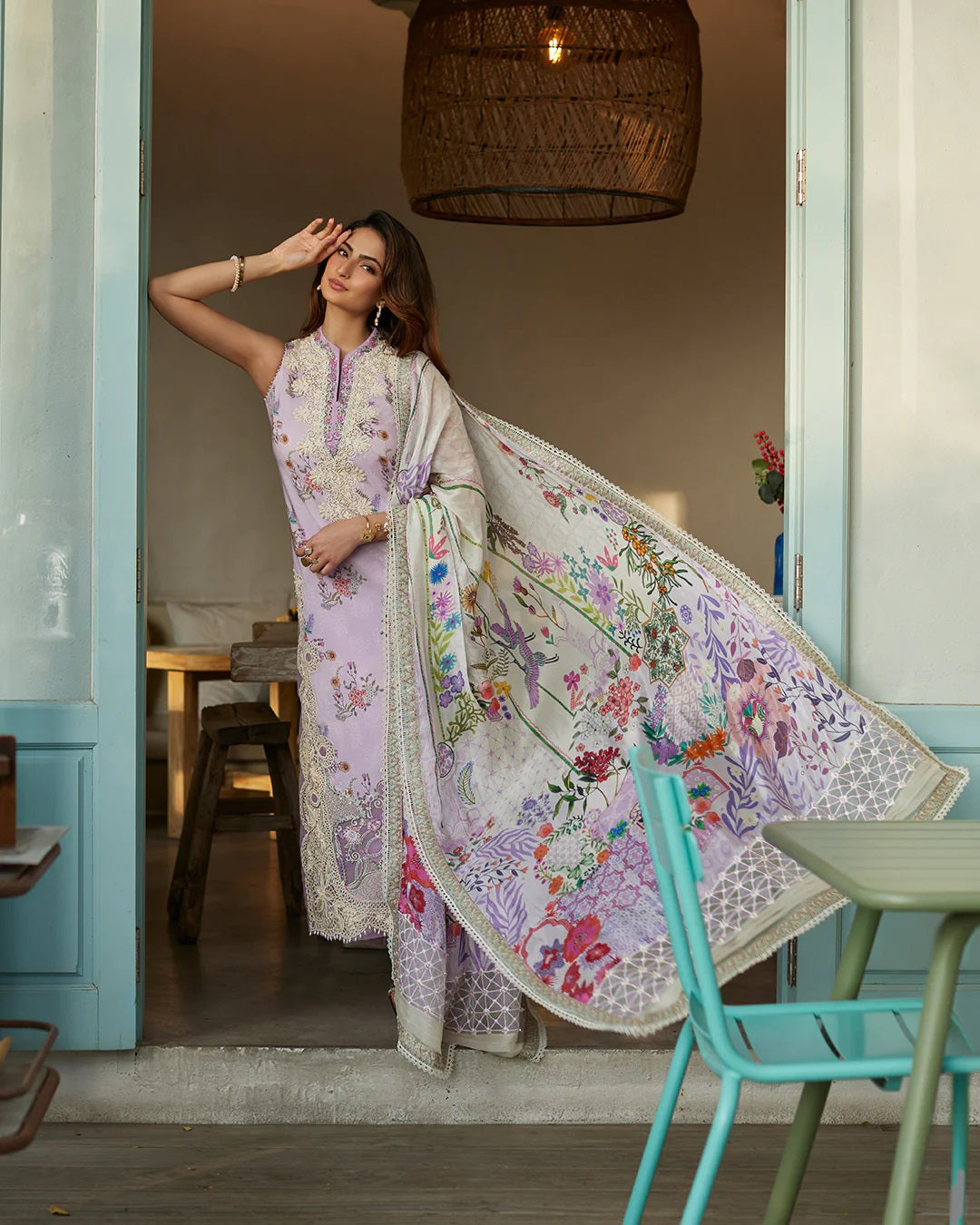 Liliana by Faiza Saqlain Embroidered Lawn 3 Piece Unstitched Dress - Nazeli