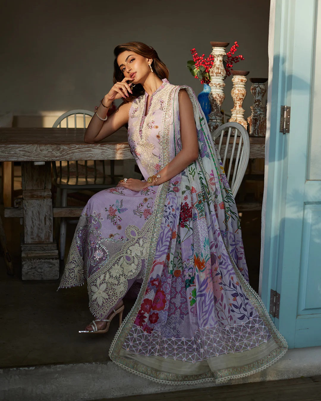 Liliana by Faiza Saqlain Embroidered Lawn 3 Piece Unstitched Dress - Nazeli