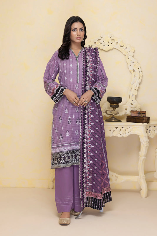 LSM Embroidered Lawn Suits With Lawn Dupatta Unstitched 3 Piece SED-ZH-0008 - Summer Collection